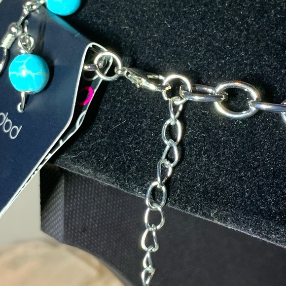 Paparazzi Turquoise Ground Forces Layered Necklace and Earrings Set - Picture 5 of 6